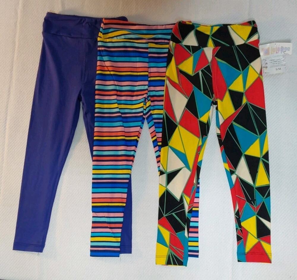 LuLaRoe Kids S/M Multicolor High-Waist Ankle Leggings 3 Pack #K15